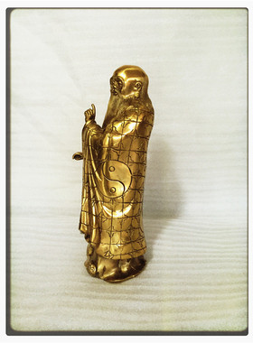 飞龙纯铜站法师菩提老祖鸿钧老祖铜像佛像家居摆件