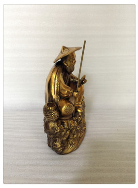 飞龙纯铜姜太公钓鱼摆件姜子牙愿者上钩家居摆件佛像铜像