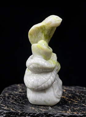 天然蓝田玉元宝蛇如意生肖蛇装饰摆件家居客厅办公室装饰礼品摆设