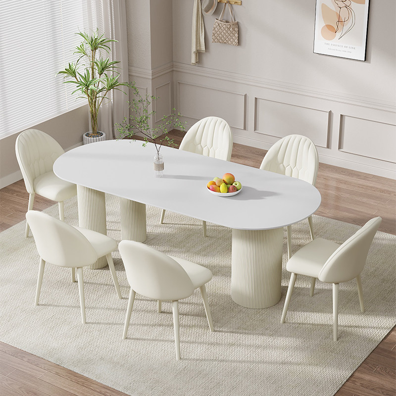 奶油风岩板岛台餐桌小户型吃饭桌罗马柱简约家用餐桌椅组合,淘宝优惠券,粉丝福利购,淘宝优惠卷