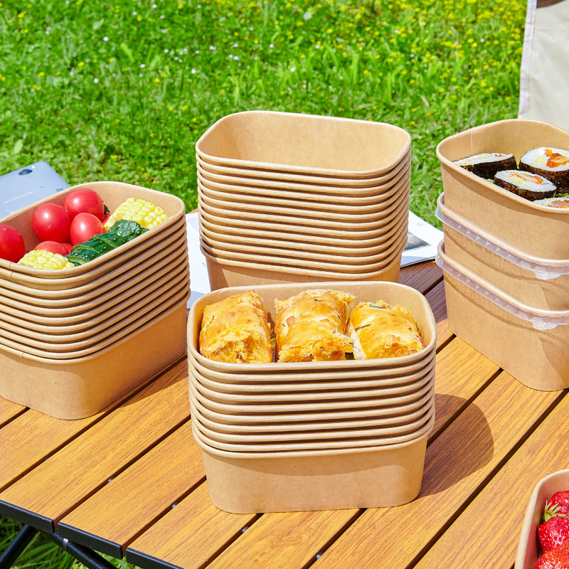 一次性餐盒牛皮纸野餐盒饭盒水果食品包装纸盒上班族打包盒泡面碗,淘宝优惠券,粉丝福利购,淘宝优惠卷