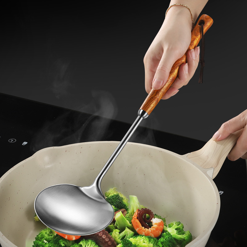 炒菜勺子锅铲316不锈钢铲子汤勺贵州厨师家用打菜勺长柄厨具炒勺