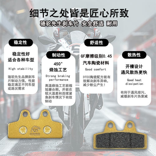 适用于小牛U1/U1+/UM/UQi/2022款UQi+U2/U3刹车片 骆驼制动GF级别 - 图0