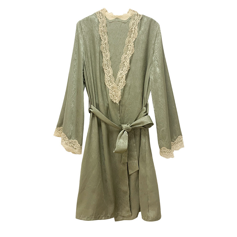 nt奢华蕾丝刺绣女士性感新娘夏睡袍 noirtease睡袍/浴袍