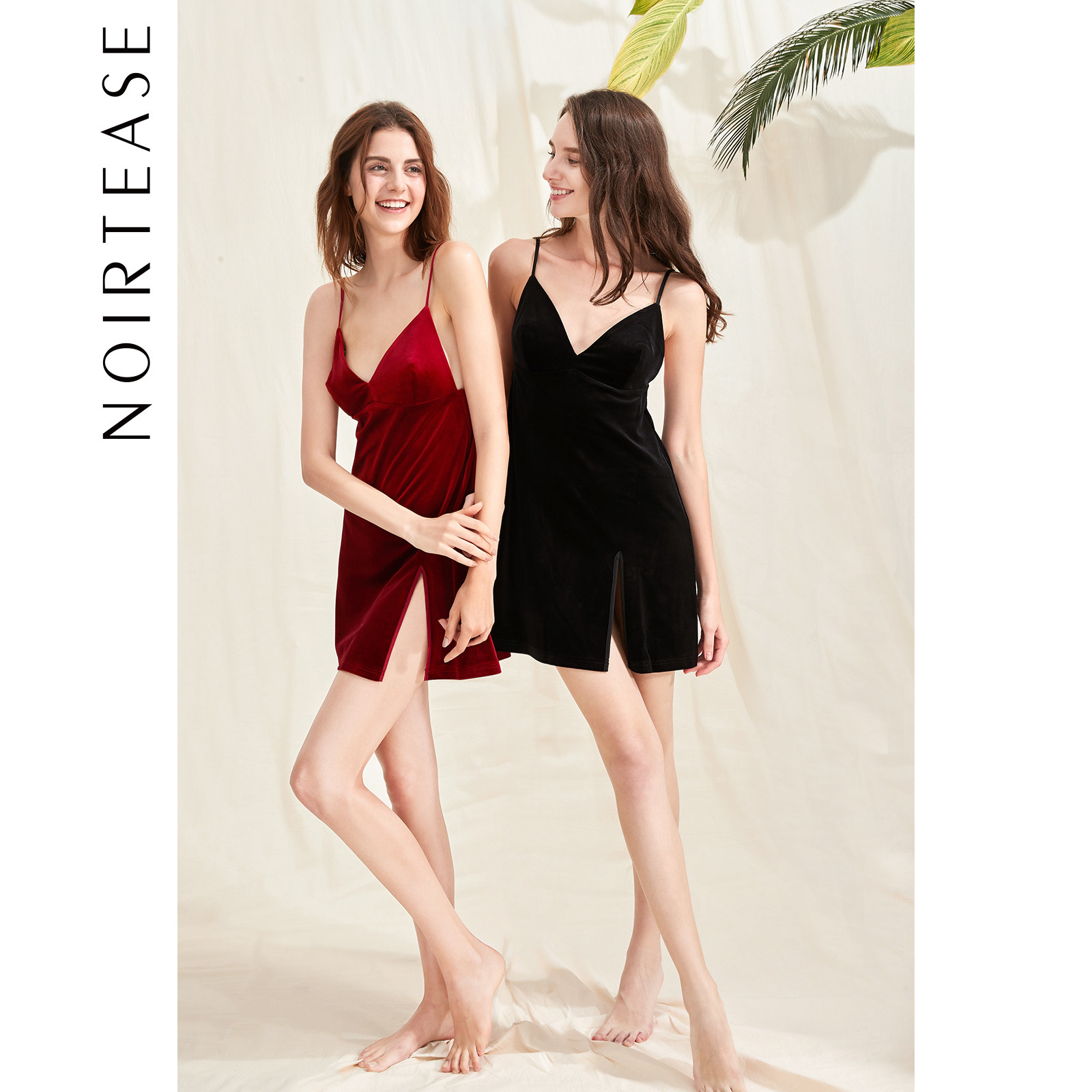 noirtease性感女士丝绒吊带秋睡裙 noirtease睡裙