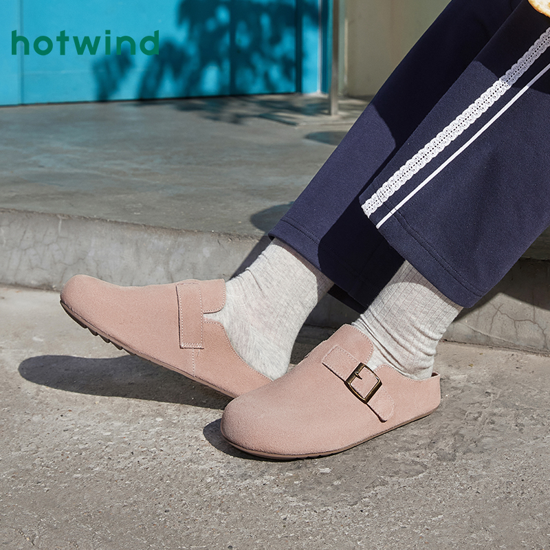 热风勃肯鞋女2025年春秋新款百搭舒适外穿拖鞋复古休闲两穿女鞋子 - 图3