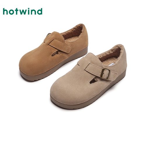 热风勃肯鞋软木鞋女25冬季新款舒适通勤毛毛鞋复古百搭休闲棉鞋女 - 图3