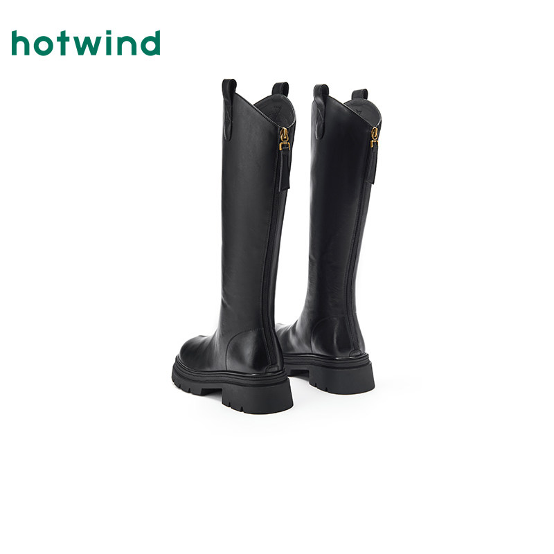 热风厚底长筒靴女2025年冬季新款黑色增高骑士靴休闲时装靴子女鞋,淘宝优惠券,粉丝福利购,淘宝优惠卷
