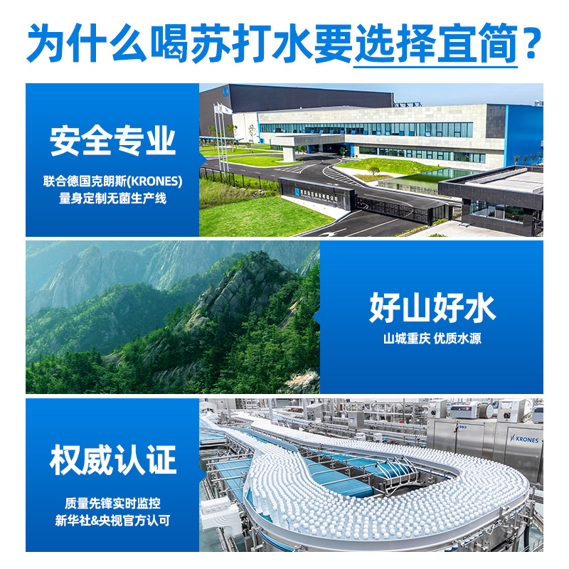 宜简经典无气苏打水0糖0脂0卡弱碱性水整箱包邮360ml*12*5箱