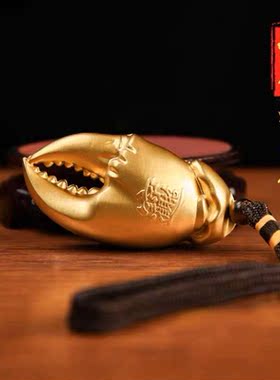 纯铜手中有钱手里有钳手把件挂件把玩招财进宝摆件黄铜蟹钳送礼品