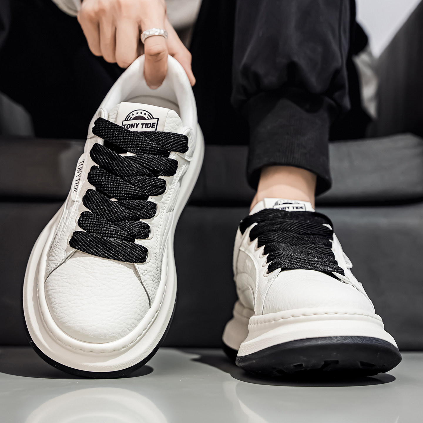 欧洲站男鞋2025秋季新款潮牌高级感运动休闲小白板鞋增高百搭潮鞋,淘宝优惠券,粉丝福利购,淘宝优惠卷