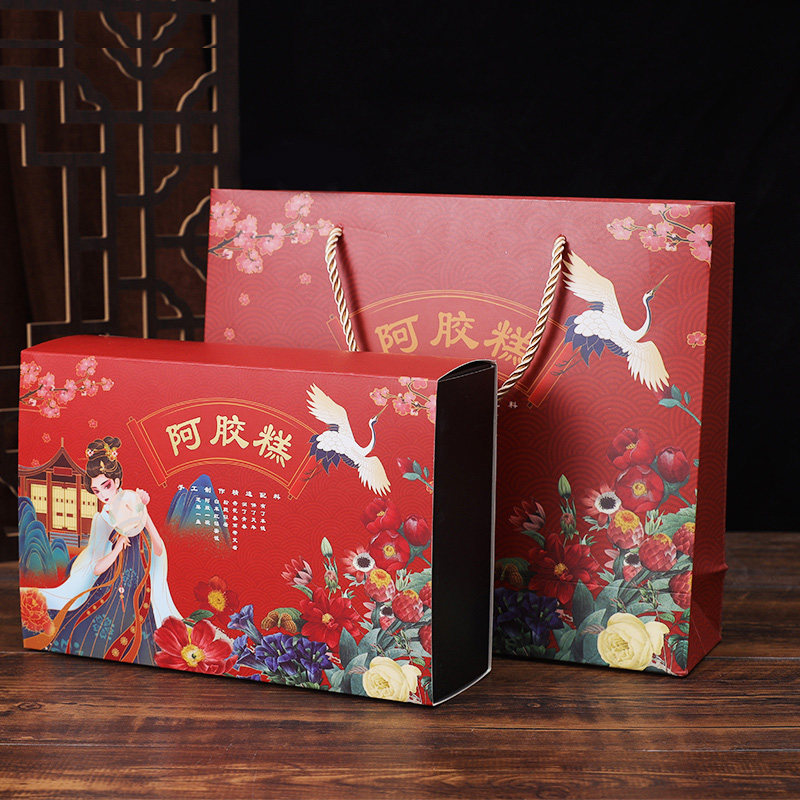 高档阿胶糕一斤包装盒礼品袋纯手工500g克手提袋纸盒子固元膏礼盒,淘宝优惠券,粉丝福利购,淘宝优惠卷