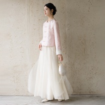 First cicadas Chinese Wind Tang Costume Jacket 2023 Autumn Winter New high-end temperament pink Improvement New Chinese Chouses jacket