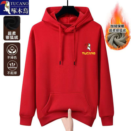 啄木鸟秋冬季连帽加绒加厚保暖卫衣男士宽松潮流套头百搭休闲上衣 - 图0