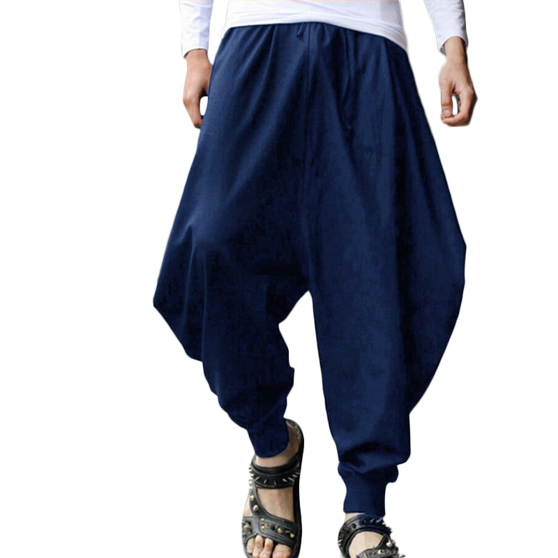 Men Harem Pants Cotton Linen Loose Baggy Trouser Gypsy Pants-图3