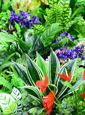 仿真绿植套装组合假花盆栽隔断花箱花草墙饰仿生花艺造景餐厅装饰