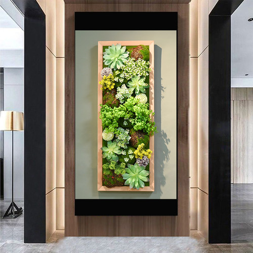 仿真多肉绿植装饰框北欧植物壁挂墙壁装饰立体挂墙绿植背景墙鹿头 - 图1