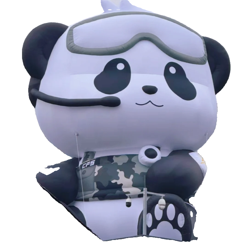 充气卡通大熊猫气模悬挂爬墙发光熊猫吉祥物商场户外美陈装饰气模 - 图3