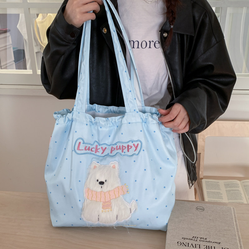 可爱毛绒小狗帆布托特包包女2026新款大容量手提袋学生通勤单肩包,淘宝优惠券,粉丝福利购,淘宝优惠卷
