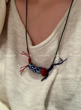 ouswa原创-【最适配秋天的衬衫、围巾和风衣】手绘艺术毛衣链项链