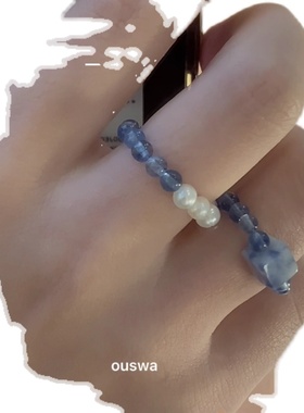 戒指OUSWA天然石定制ins女