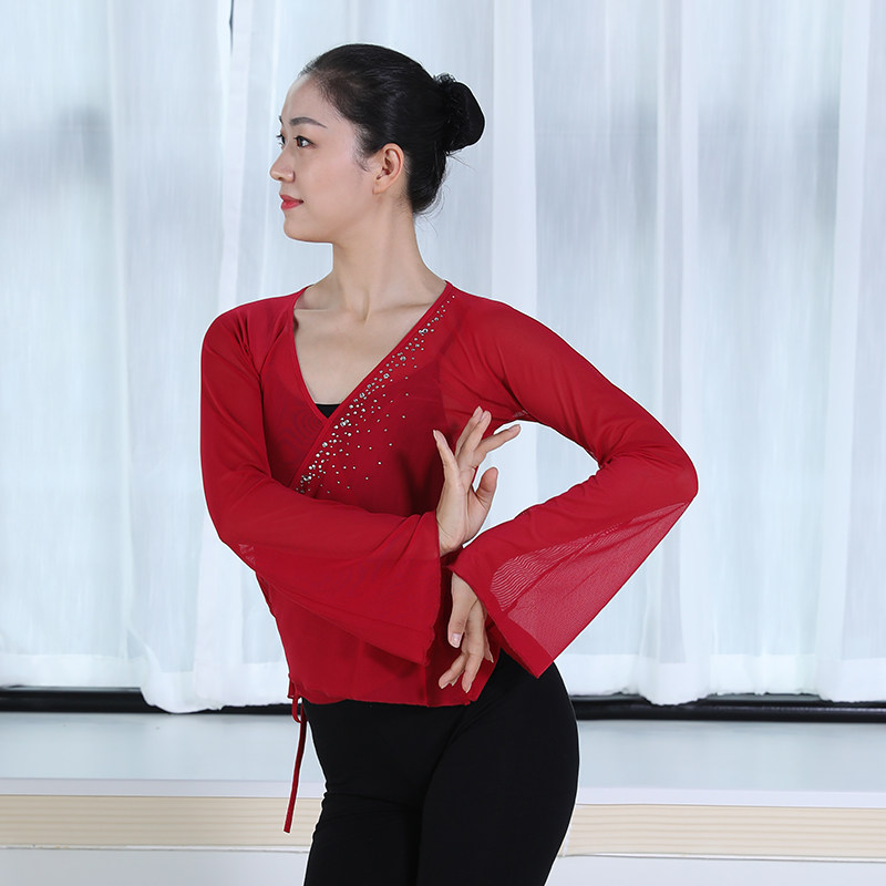 舞依艺库古典舞练功服女网纱上衣舞蹈服民族舞基训服身韵舞蹈纱衣 唐韵服饰品牌店 淘优券