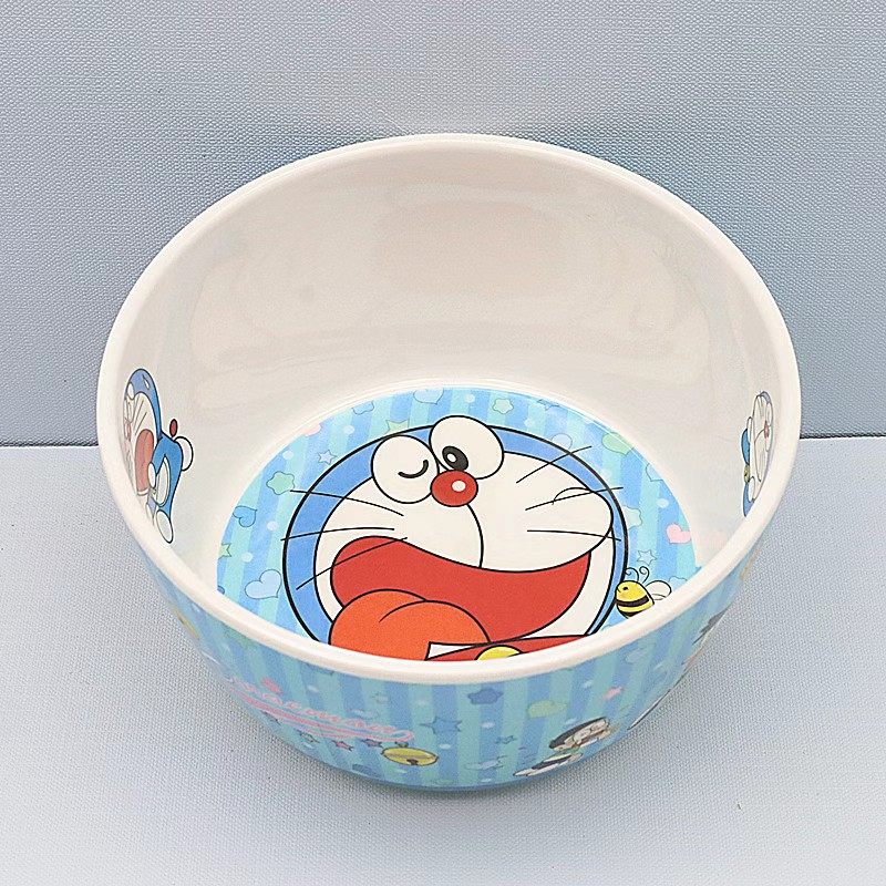 叮当猫可爱饭碗杯勺餐具套装大学生宿舍儿童家用防摔食品级吃饭碗
