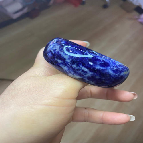德艺羊老料原矿天然蓝纹玉手镯女式原创精品生日礼直播间专拍链接 - 图2