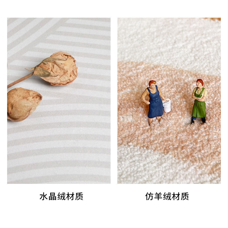 【现货】ins风简约卧室少女地毯沙发茶几垫加厚仿羊绒可爱卡通床 - 图0