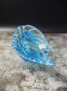 玄关花瓶摆件创意艺术蓝色海螺玻璃酒柜手工花器样板房轻奢软装饰