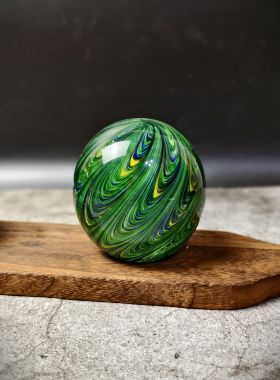 琉璃圆球孔雀羽毛摆件工艺品玄关电视柜茶几书房摆设设计装饰