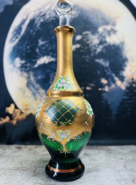 绿色回流描金工艺花瓶摆件摆设收藏。好看的花瓶