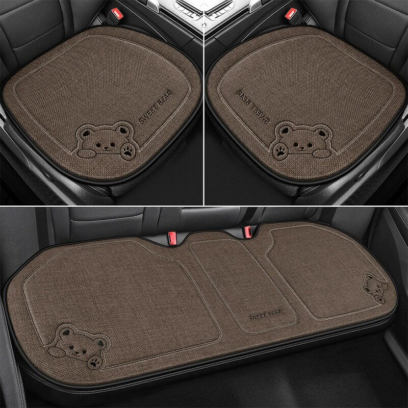 汽车坐垫三件套四季通用单片亚麻座椅套半包座垫冬季可爱车载垫子