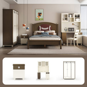 喜梦宝橄榄球美式实木儿童床加高靠背床头软包设计卧房活力运动风