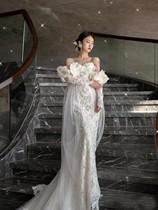 Fishtail Wrap Hip Gown Movie with lace Lace Light Wedding Dress 2023 New Brides Small Subminimis out of the door