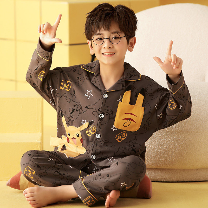 秋季男孩长袖纯棉青少年中大童睡衣 珊妤睡衣/家居服套装