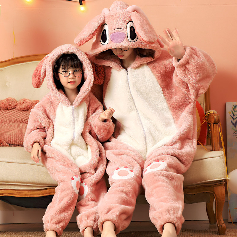 秋冬季亲子母女连体珊瑚绒女孩睡衣 珊妤睡衣/家居服套装