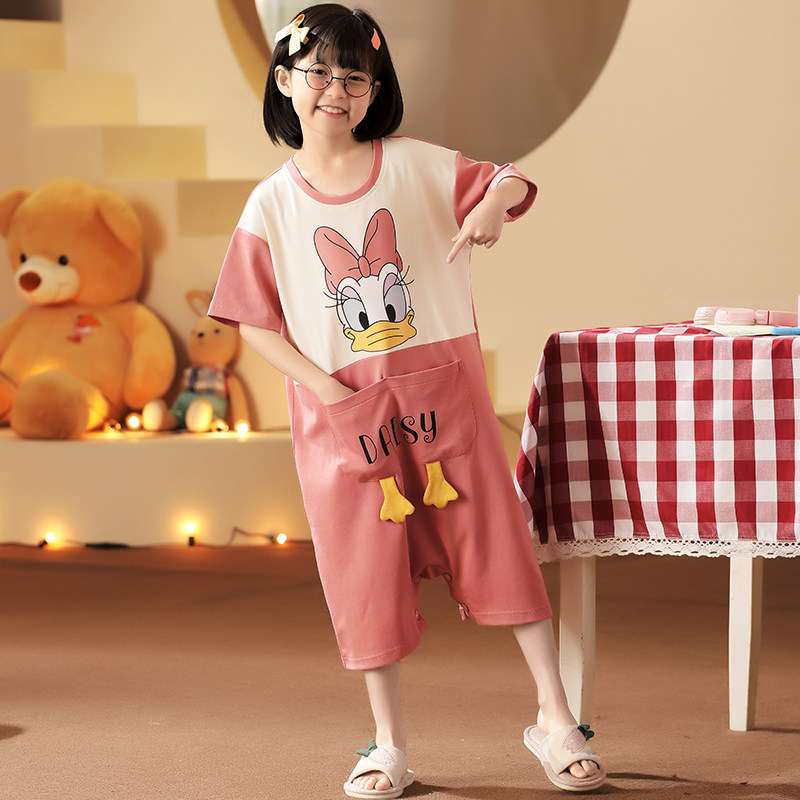 儿童连体女童夏季纯棉短袖萌连体衣 珊妤睡衣/家居服套装