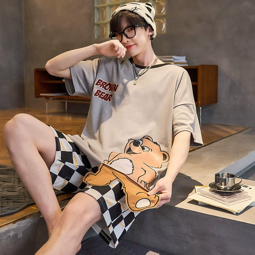 Летняя тонкая хлопковая пижама, хлопковый комплект для школьников для отдыха, подходит для подростков