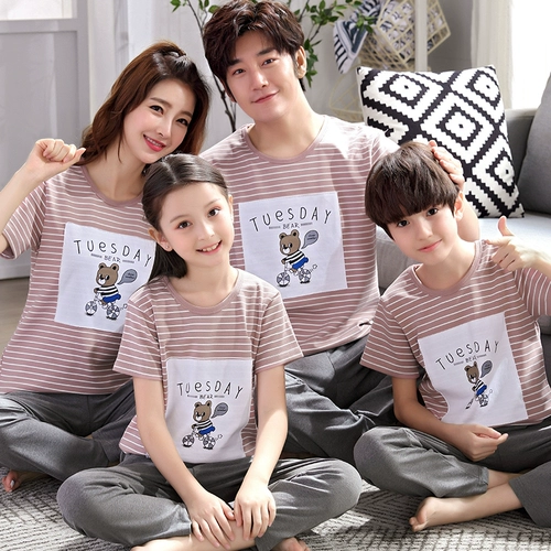 Пижама, хлопковые штаны, домашняя одежда, комплект, семейный стиль