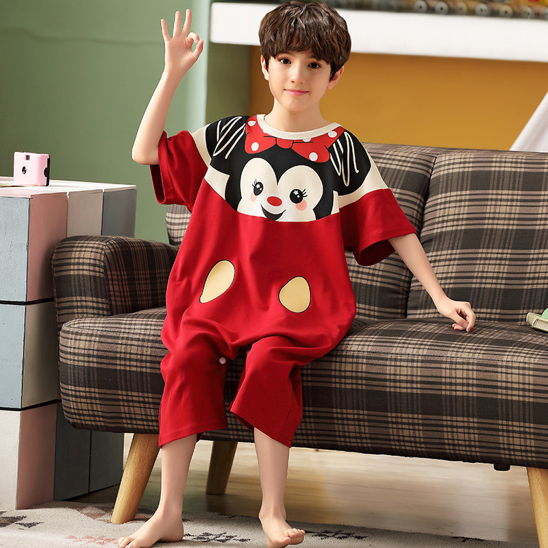 夏季男童短袖连身衣卡通防踢睡衣 珊妤睡衣/家居服套装