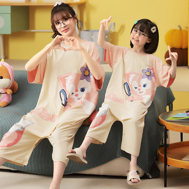 玲娜贝儿童连体夏季短袖纯棉睡裙 珊妤睡衣/家居服套装
