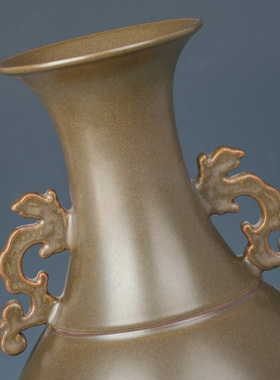 中式仿古古典茶叶末釉玉壶春瓶 陶瓷器装饰工艺品博古架花瓶摆件