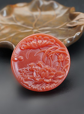 仿南红玛瑙鸳鸯百年好合