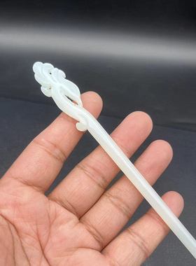 新款仿白玉凤鸣发簪琉璃簪子新中式凤头发钗汉服头饰发饰支持刻字