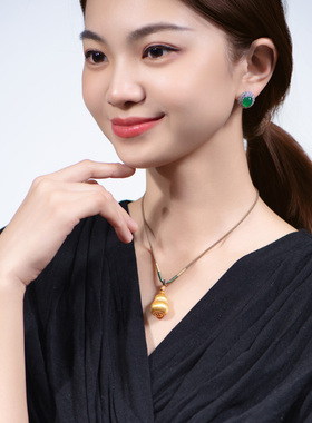 S925银镀18K金拉丝葫芦吊坠