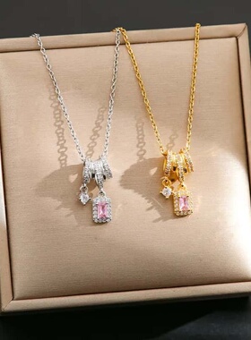 新款流苏方块钛钢项链女