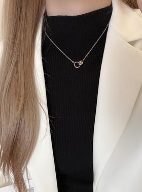 秋冬几何毛衣项链女圆圈环扣