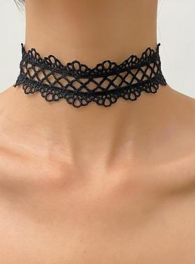 遮挡脖子疤痕神器蕾丝项链女舞蹈锁骨链短款颈链颈带假领子装饰品