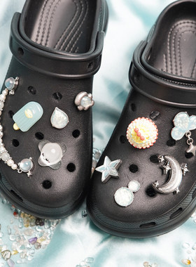 奶龙蛋糕蓝色蝴蝶适配Crocs洞洞鞋金属立体鞋花可爱DIY鞋扣鞋饰